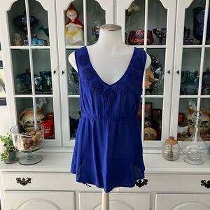 Bluish-Purple Embellished Sleeveless Top | S | ELLE